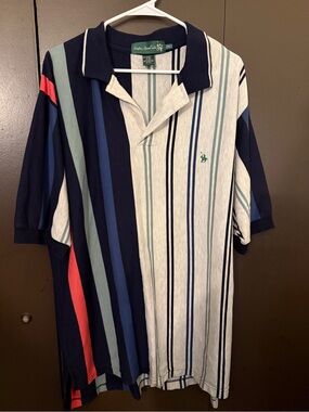 Knights of the Round Table Vintage-style Striped Polo Shirt in Navy, White